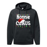 Nonnie Claus Shirt Santa Hat Matching Christmas Lights Family Group Performance Fleece Hoodie