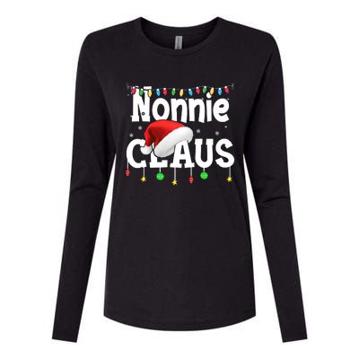 Nonnie Claus Shirt Santa Hat Matching Christmas Lights Family Group Womens Cotton Relaxed Long Sleeve T-Shirt