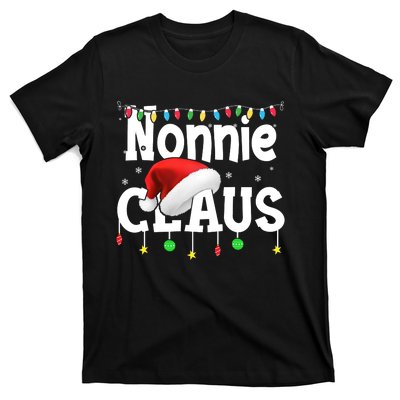 Nonnie Claus Shirt Santa Hat Matching Christmas Lights Family Group T-Shirt