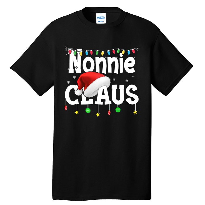 Nonnie Claus Shirt Santa Hat Matching Christmas Lights Family Group Tall T-Shirt