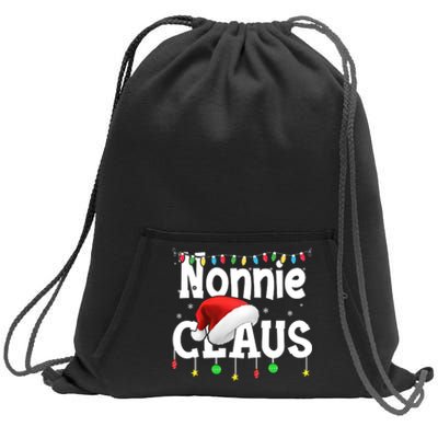 Nonnie Claus Shirt Santa Hat Matching Christmas Lights Family Group Sweatshirt Cinch Pack Bag