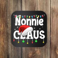 Nonnie Claus Shirt Santa Hat Matching Christmas Lights Family Group Coaster