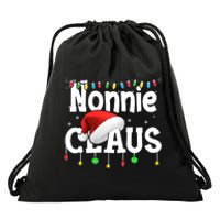 Nonnie Claus Shirt Santa Hat Matching Christmas Lights Family Group Drawstring Bag