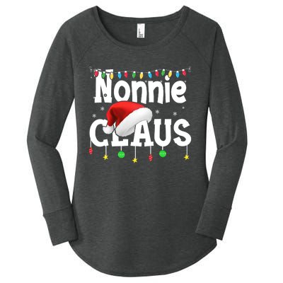 Nonnie Claus Shirt Santa Hat Matching Christmas Lights Family Group Women's Perfect Tri Tunic Long Sleeve Shirt