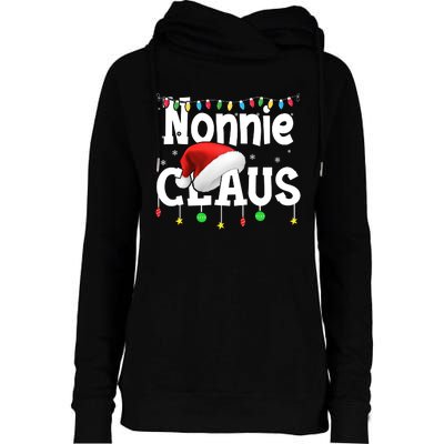 Nonnie Claus Shirt Santa Hat Matching Christmas Lights Family Group Womens Funnel Neck Pullover Hood