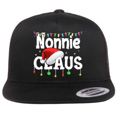 Nonnie Claus Shirt Santa Hat Matching Christmas Lights Family Group Flat Bill Trucker Hat