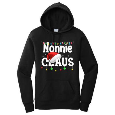 Nonnie Claus Shirt Santa Hat Matching Christmas Lights Family Group Women's Pullover Hoodie