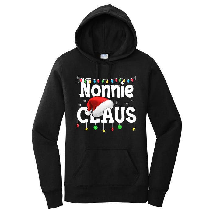 Nonnie Claus Shirt Santa Hat Matching Christmas Lights Family Group Women's Pullover Hoodie