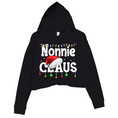 Nonnie Claus Shirt Santa Hat Matching Christmas Lights Family Group Crop Fleece Hoodie