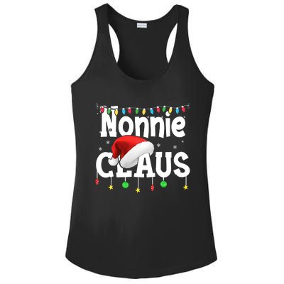 Nonnie Claus Shirt Santa Hat Matching Christmas Lights Family Group Ladies PosiCharge Competitor Racerback Tank