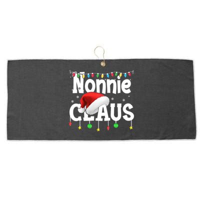 Nonnie Claus Shirt Santa Hat Matching Christmas Lights Family Group Large Microfiber Waffle Golf Towel