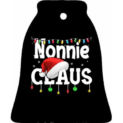 Nonnie Claus Shirt Santa Hat Matching Christmas Lights Family Group Ceramic Bell Ornament