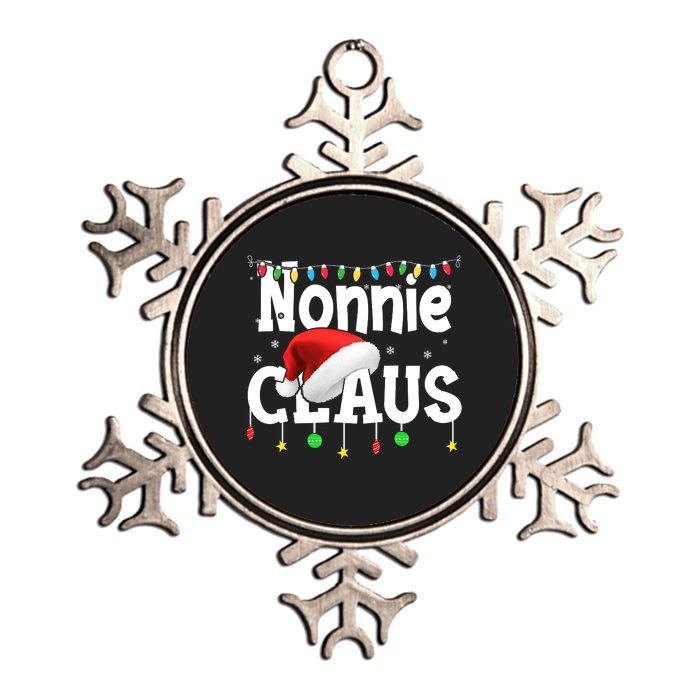 Nonnie Claus Shirt Santa Hat Matching Christmas Lights Family Group Metallic Star Ornament