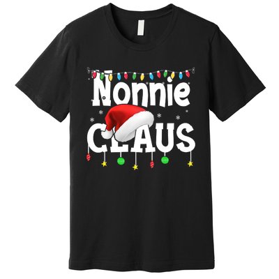 Nonnie Claus Shirt Santa Hat Matching Christmas Lights Family Group Premium T-Shirt