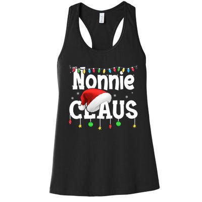 Nonnie Claus Shirt Santa Hat Matching Christmas Lights Family Group Women's Racerback Tank