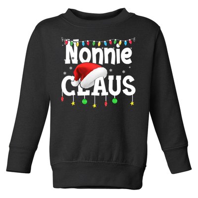 Nonnie Claus Shirt Santa Hat Matching Christmas Lights Family Group Toddler Sweatshirt