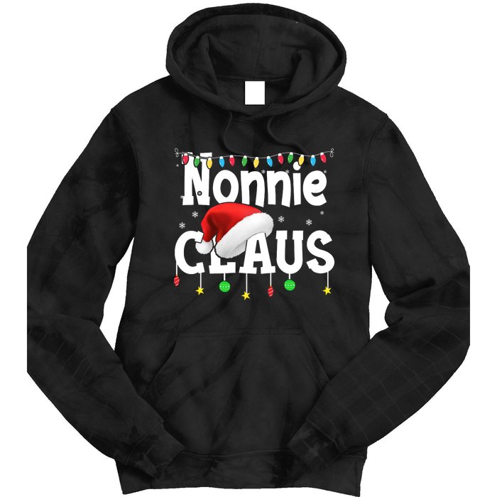 Nonnie Claus Shirt Santa Hat Matching Christmas Lights Family Group Tie Dye Hoodie