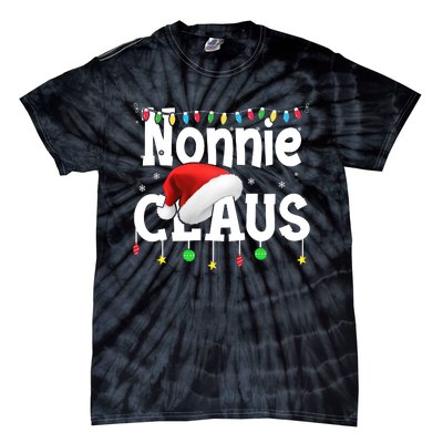 Nonnie Claus Shirt Santa Hat Matching Christmas Lights Family Group Tie-Dye T-Shirt