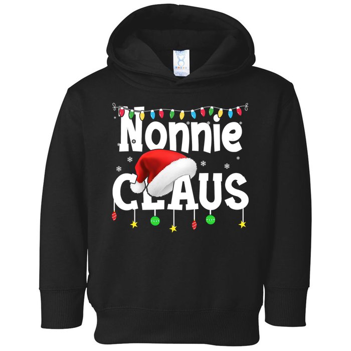 Nonnie Claus Shirt Santa Hat Matching Christmas Lights Family Group Toddler Hoodie