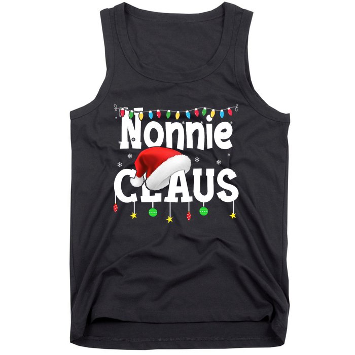 Nonnie Claus Shirt Santa Hat Matching Christmas Lights Family Group Tank Top