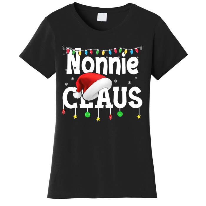 Nonnie Claus Shirt Santa Hat Matching Christmas Lights Family Group Women's T-Shirt