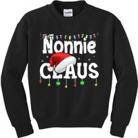 Nonnie Claus Shirt Santa Hat Matching Christmas Lights Family Group Kids Sweatshirt