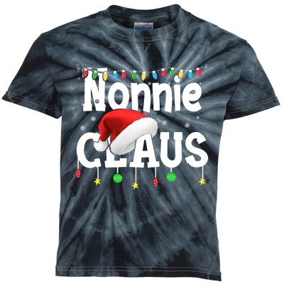 Nonnie Claus Shirt Santa Hat Matching Christmas Lights Family Group Kids Tie-Dye T-Shirt