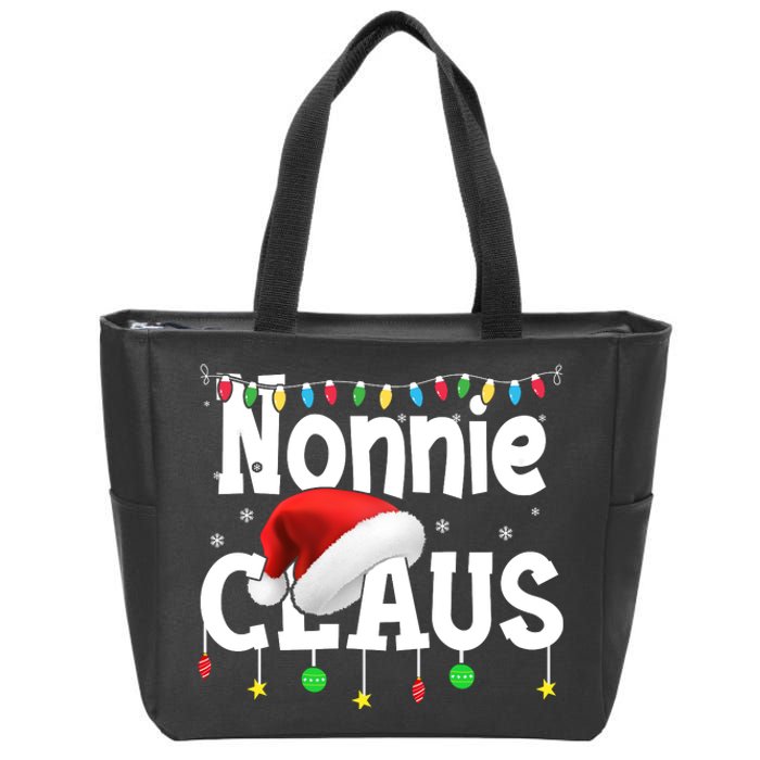 Nonnie Claus Shirt Santa Hat Matching Christmas Lights Family Group Zip Tote Bag