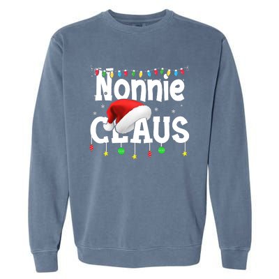 Nonnie Claus Shirt Santa Hat Matching Christmas Lights Family Group Garment-Dyed Sweatshirt