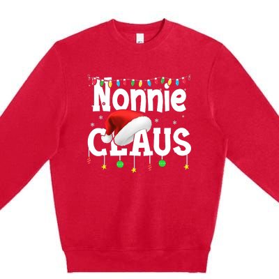 Nonnie Claus Shirt Santa Hat Matching Christmas Lights Family Group Premium Crewneck Sweatshirt