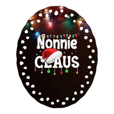 Nonnie Claus Shirt Santa Hat Matching Christmas Lights Family Group Ceramic Oval Ornament