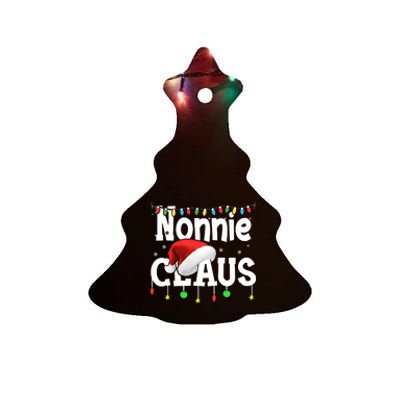 Nonnie Claus Shirt Santa Hat Matching Christmas Lights Family Group Ceramic Tree Ornament