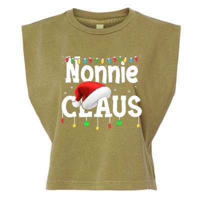 Nonnie Claus Shirt Santa Hat Matching Christmas Lights Family Group Garment-Dyed Women's Muscle Tee