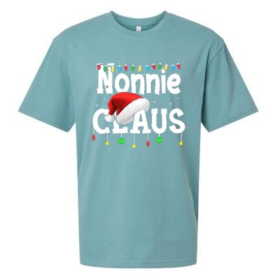 Nonnie Claus Shirt Santa Hat Matching Christmas Lights Family Group Sueded Cloud Jersey T-Shirt