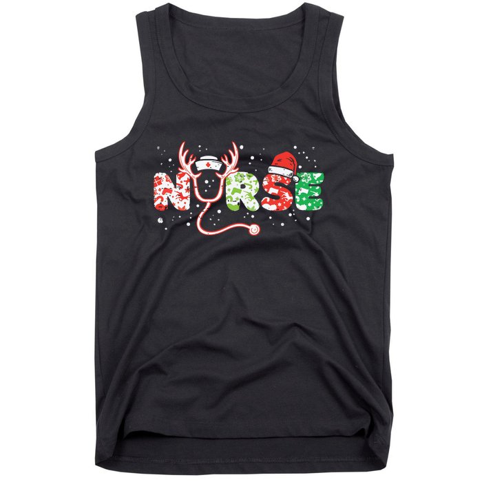 Nurse Christmas Stethoscope Nurses Xmas Scrub Top Tank Top