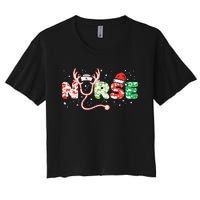 Nurse Christmas Stethoscope Nurses Xmas Scrub Top Women's Crop Top Tee