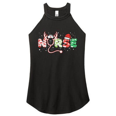 Nurse Christmas Stethoscope Nurses Xmas Scrub Top Women's Perfect Tri Rocker Tank