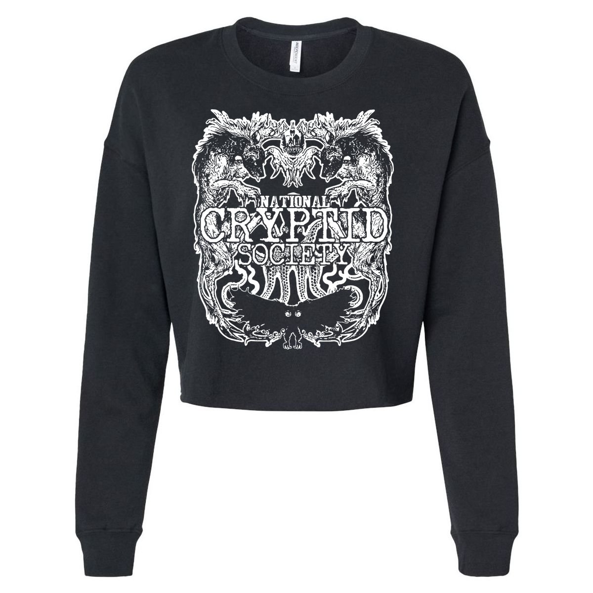 National Cryptid Society Wendigo Giant Octopus Mothman Beast Cropped Pullover Crew