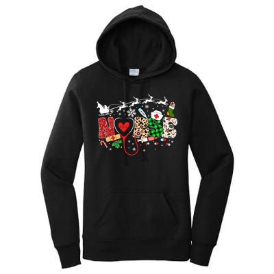 Nurse Christmas Stethoscope Nurses Pajamas Pjs Nursing Xmas Gift Women's Pullover Hoodie