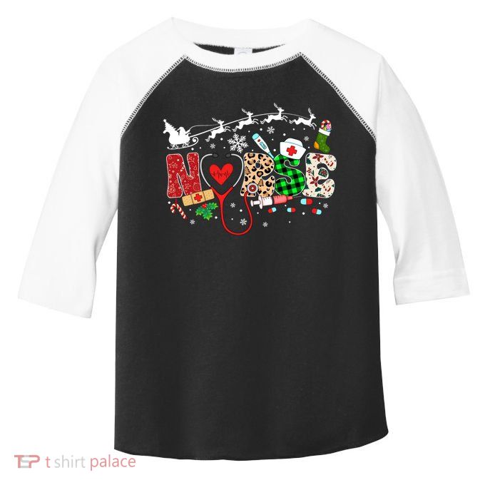 Nurse Christmas Stethoscope Nurses Pajamas Pjs Nursing Xmas Gift Toddler Fine Jersey T-Shirt