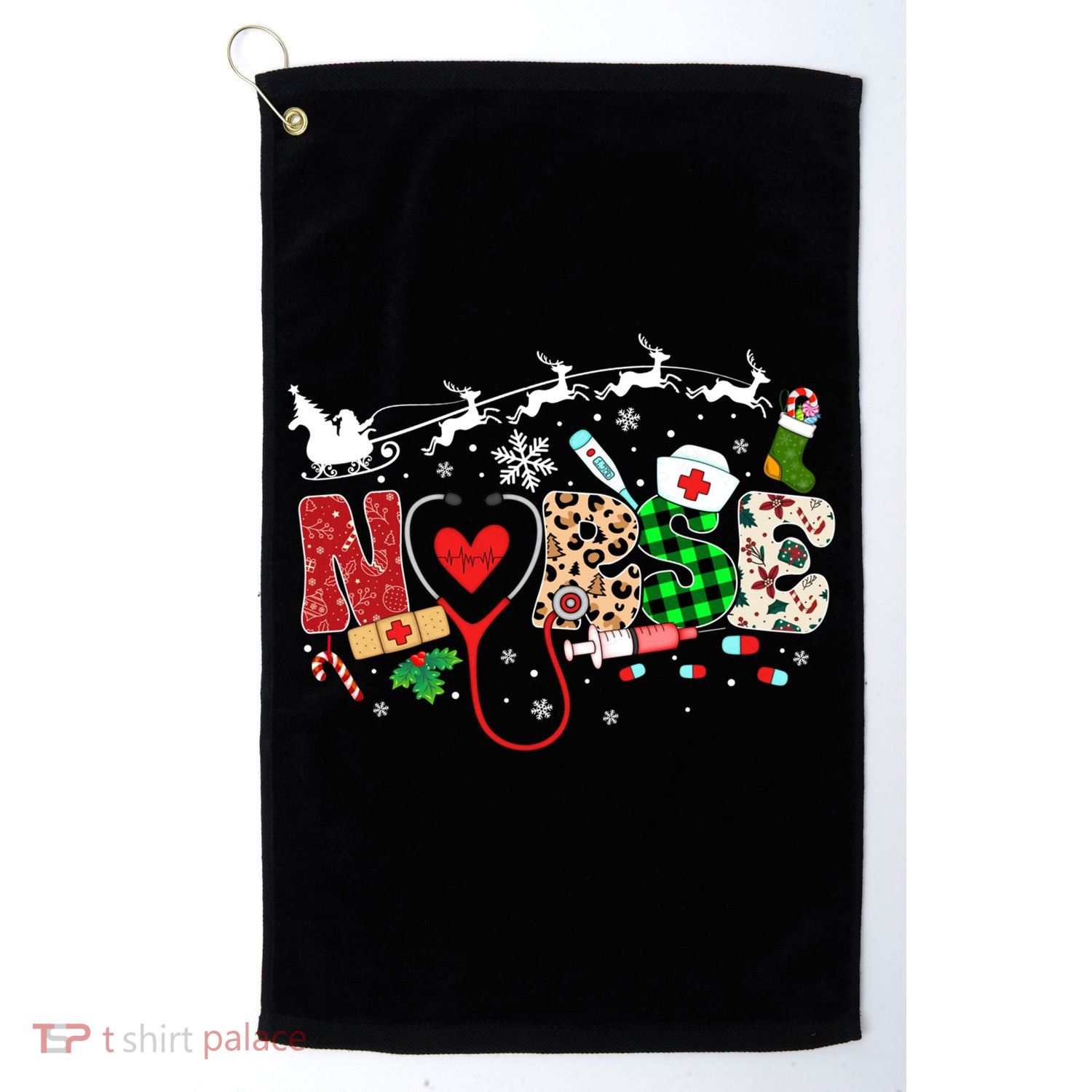 Nurse Christmas Stethoscope Nurses Pajamas Pjs Nursing Xmas Gift Golf Towel