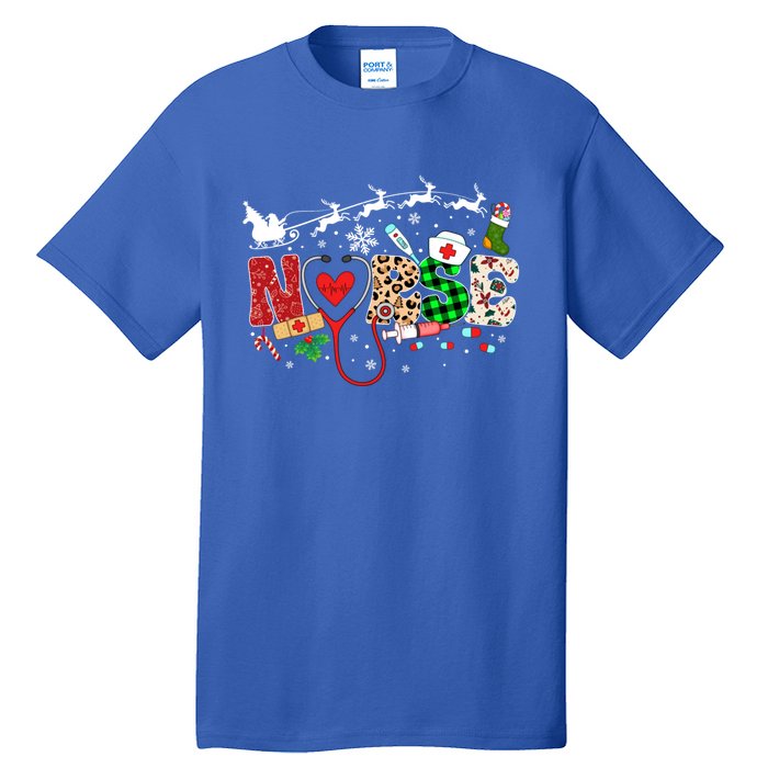 Nurse Christmas Stethoscope Nurses Pajamas Pjs Nursing Xmas Gift Tall T-Shirt