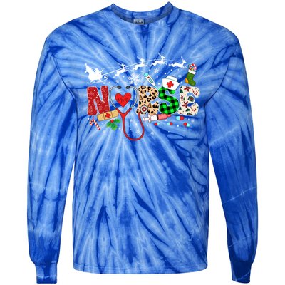 Nurse Christmas Stethoscope Nurses Pajamas Pjs Nursing Xmas Gift Tie-Dye Long Sleeve Shirt