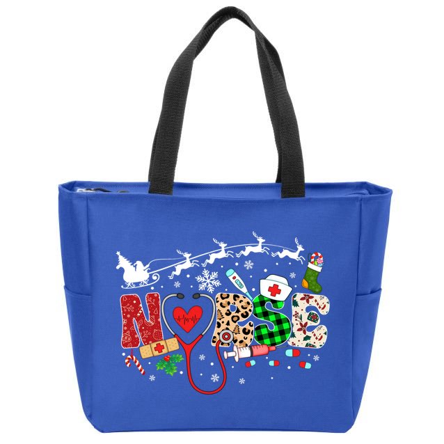 Nurse Christmas Stethoscope Nurses Pajamas Pjs Nursing Xmas Gift Zip Tote Bag