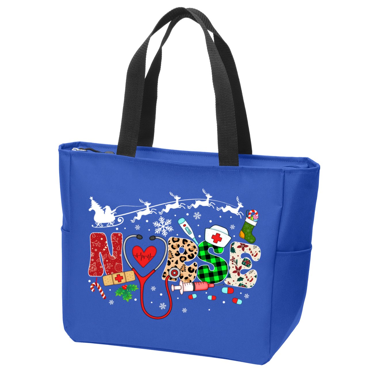 Nurse Christmas Stethoscope Nurses Pajamas Pjs Nursing Xmas Gift Zip Tote Bag