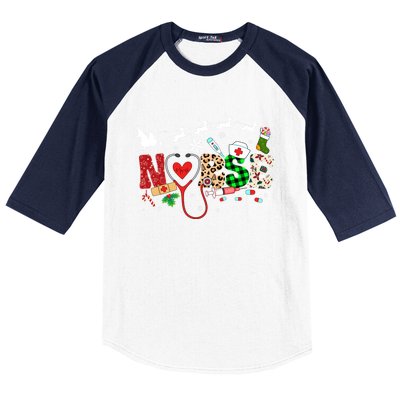 Nurse Christmas Stethoscope Nurses Pajamas Pjs Nursing Xmas Gift Baseball Sleeve Shirt