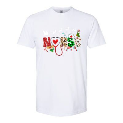 Nurse Christmas Stethoscope Nurses Pajamas Pjs Nursing Xmas Gift Softstyle CVC T-Shirt