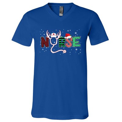 Nurse Christmas Stethoscope Nurses Xmas Scrub Top Meaningful Gift V-Neck T-Shirt