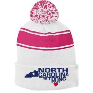 North Carolina State Strong Nc Love Stripe Pom Pom Beanie