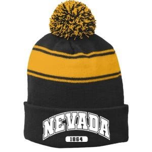 Nevada Collegiate Style 1864 Stripe Pom Pom Beanie